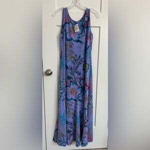 Fresh Produce Maxi Dress S Floral Tropical Blue Pink Sleeveless Sundress NWT